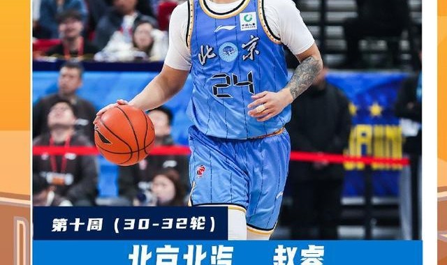 开云体育-CBA官方：赵睿、塔克当选常规赛第十周最佳球员